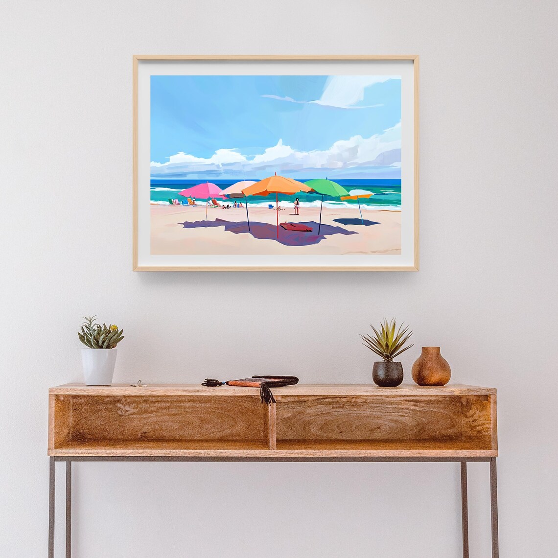 Beach Landscape Painting, Vibrant Coastal Scene - Image 3