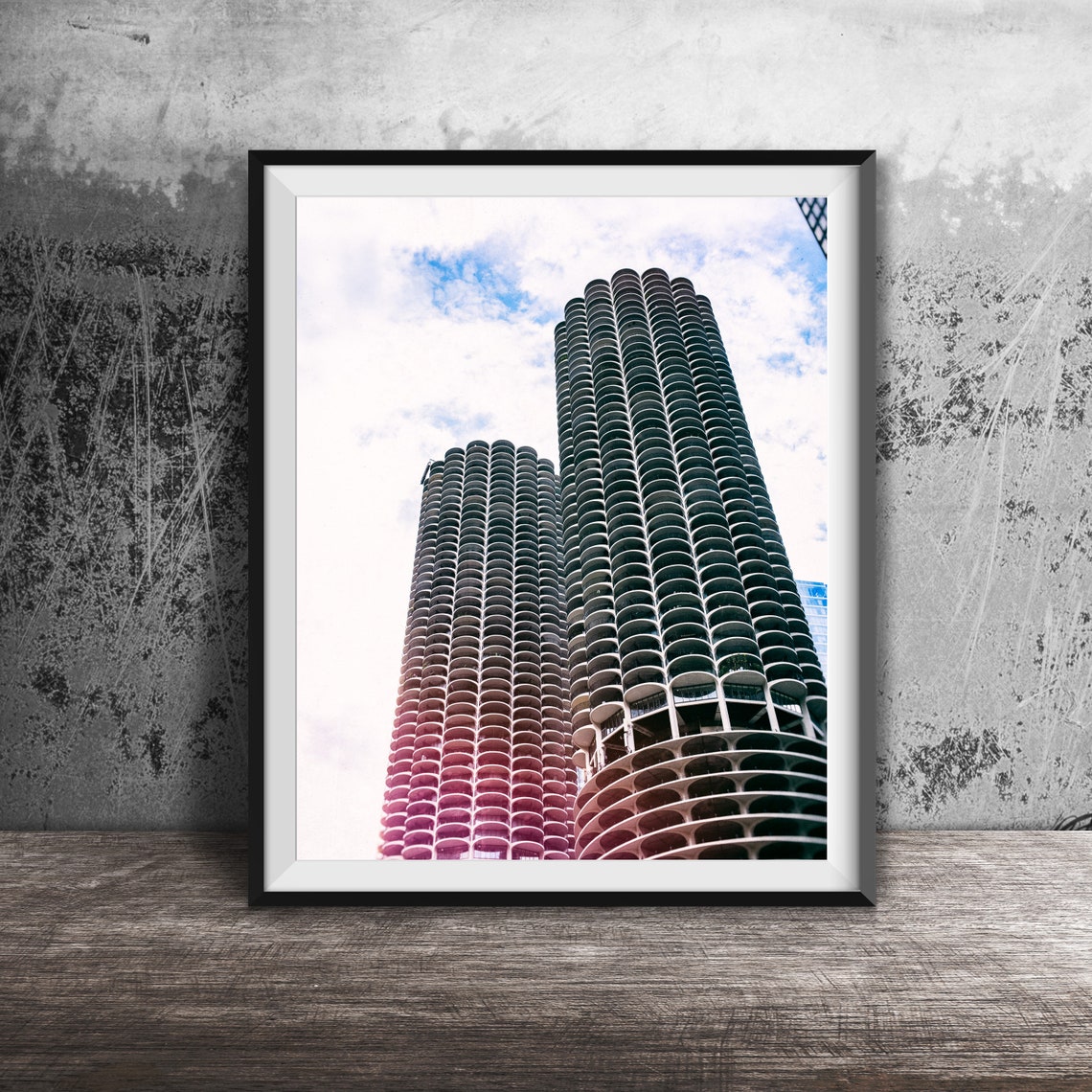 Marina City Chicago Corncob Towers Upward Architecture View Poster