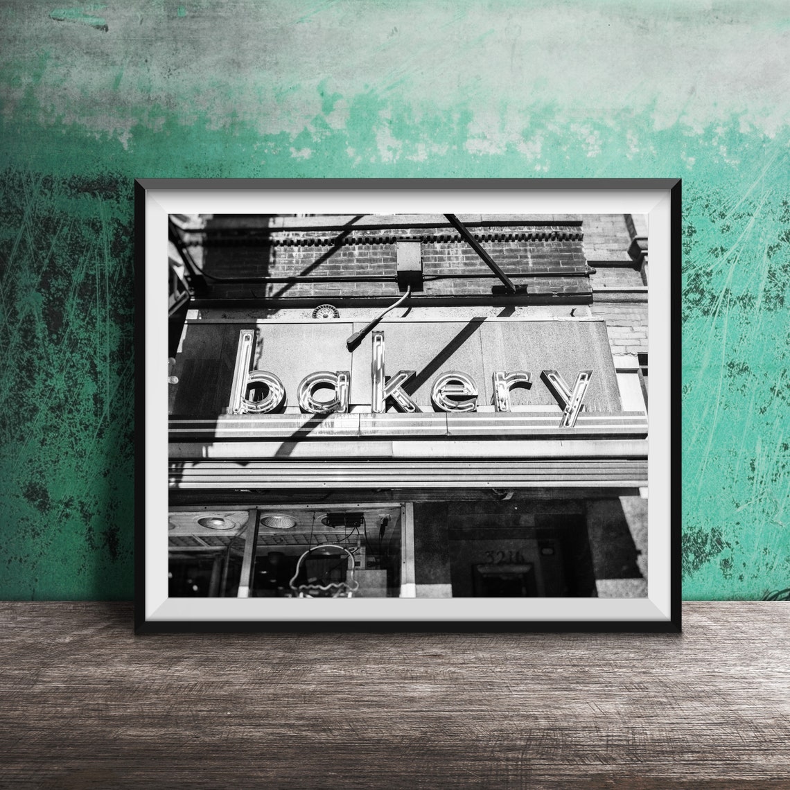Vintage Bakery Neon Sign Brick Storefront Chicago Wall Poster - Image 2