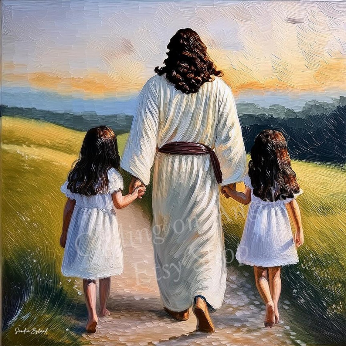 Jesus Walking With Children Christian Family Gift