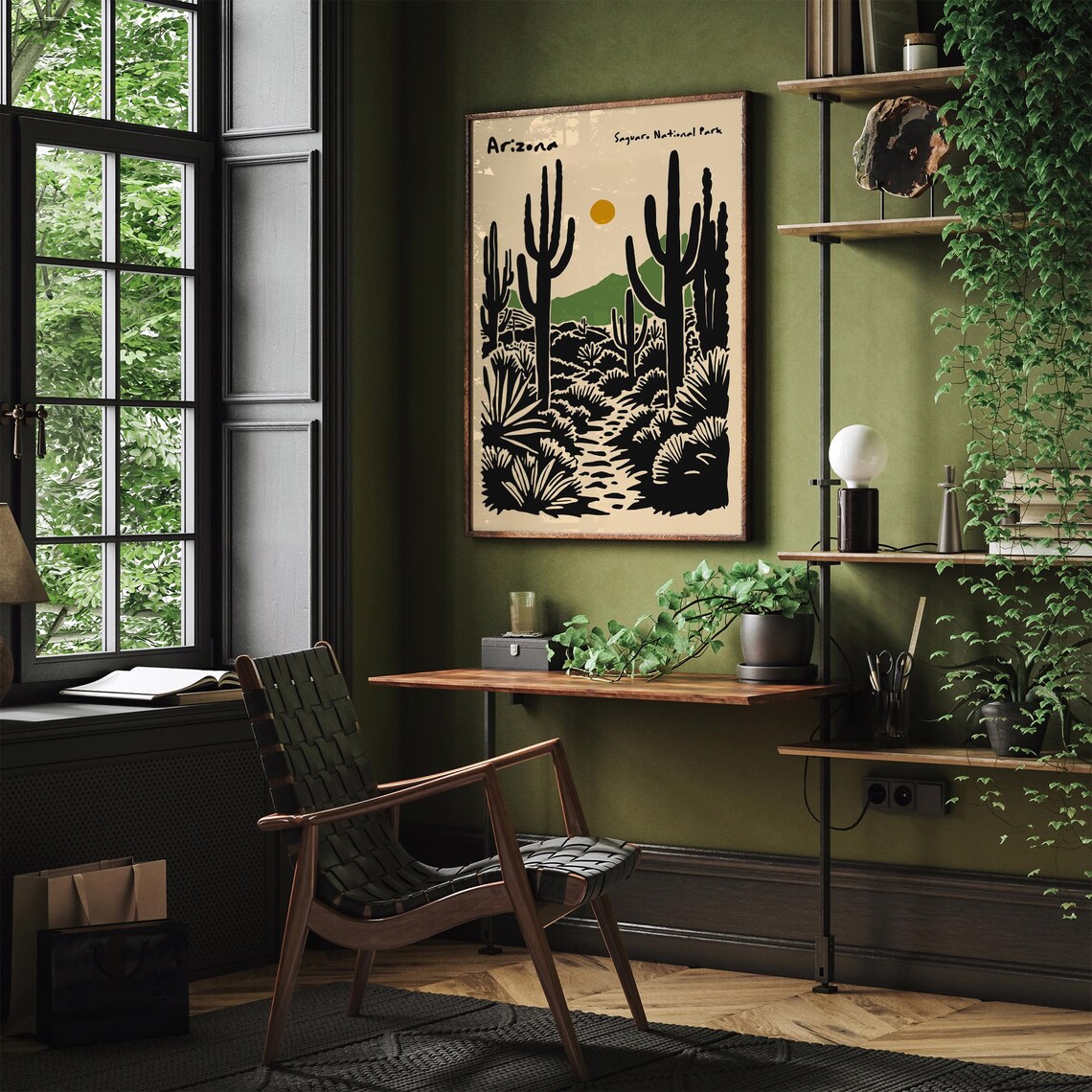 Arizona Saguaro National Park Poster Retro Farmhouse Wall Decor Print For Travel Lovers Airbnb Wall Decor Landscape Poster Travel Print - Image 2