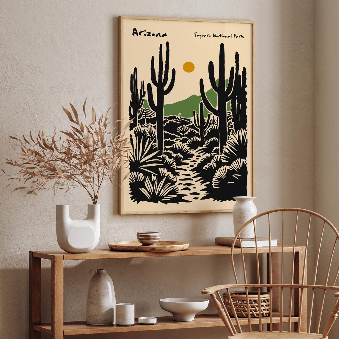 Arizona Saguaro National Park Cactus Desert Sunset Art Poster - Image 3