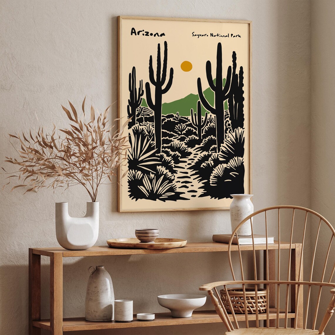 Arizona Saguaro National Park Poster Retro Farmhouse Wall Decor Print For Travel Lovers Airbnb Wall Decor Landscape Poster Travel Print - Image 3