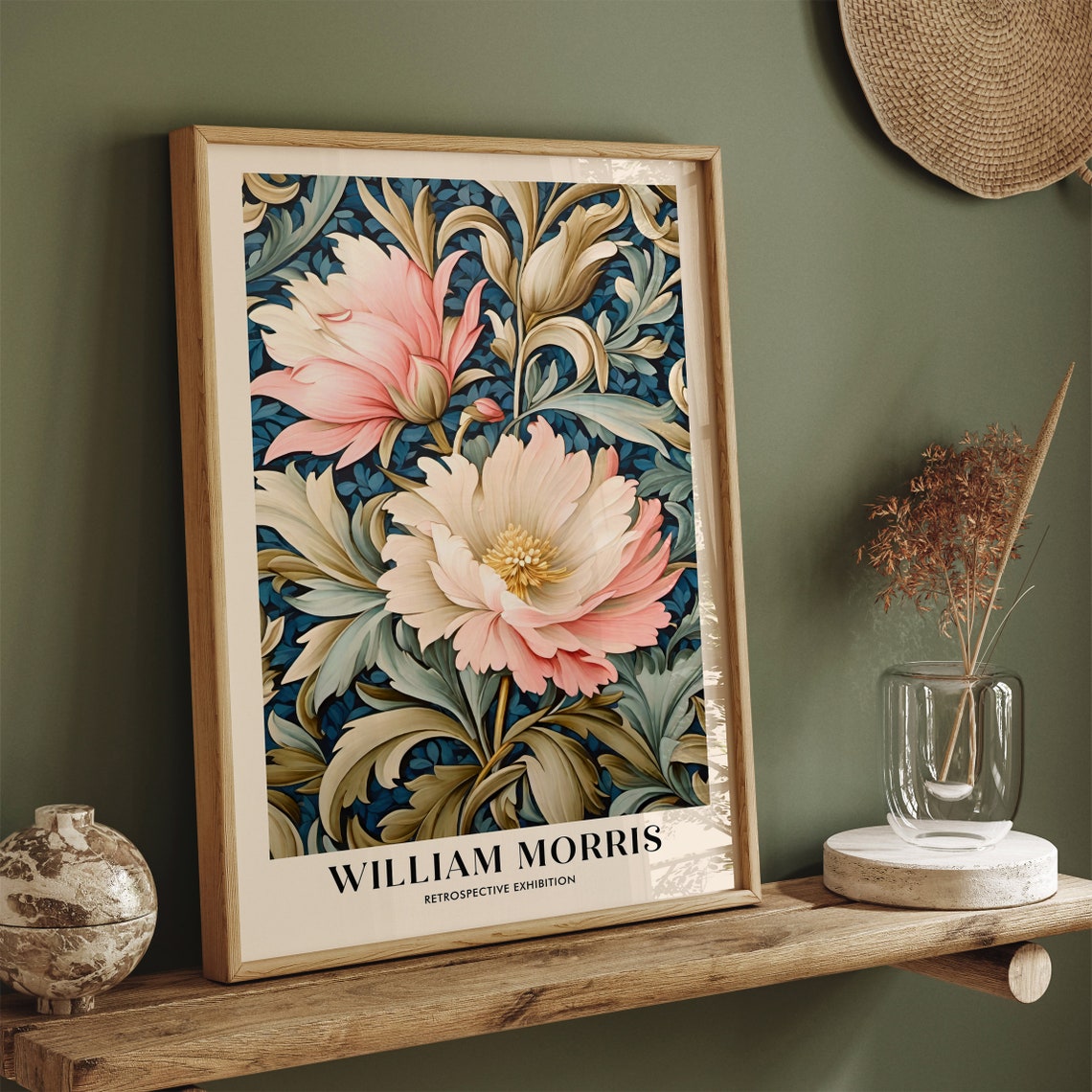 William Morris Retrospective Exhibition Pink Floral Art Poster - Image 4