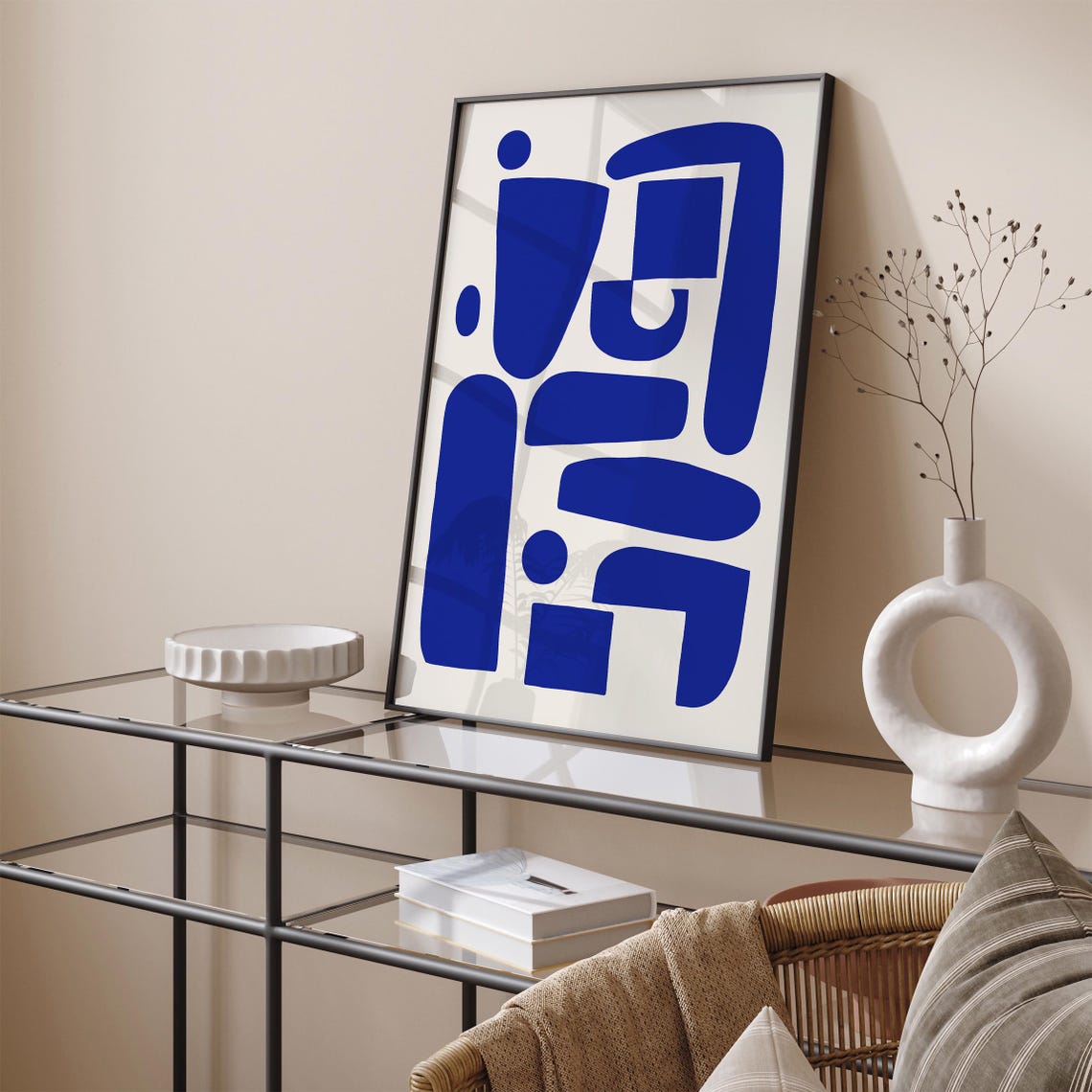 Modern Striking Cobalt Blue Geometric Abstract Shapes Poster - Image 3