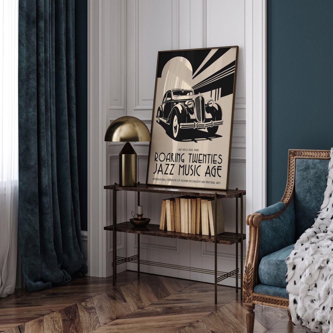 Art Deco 1925 Paris Vintage Classic Car Roaring Twenties Auto Poster - Image 3