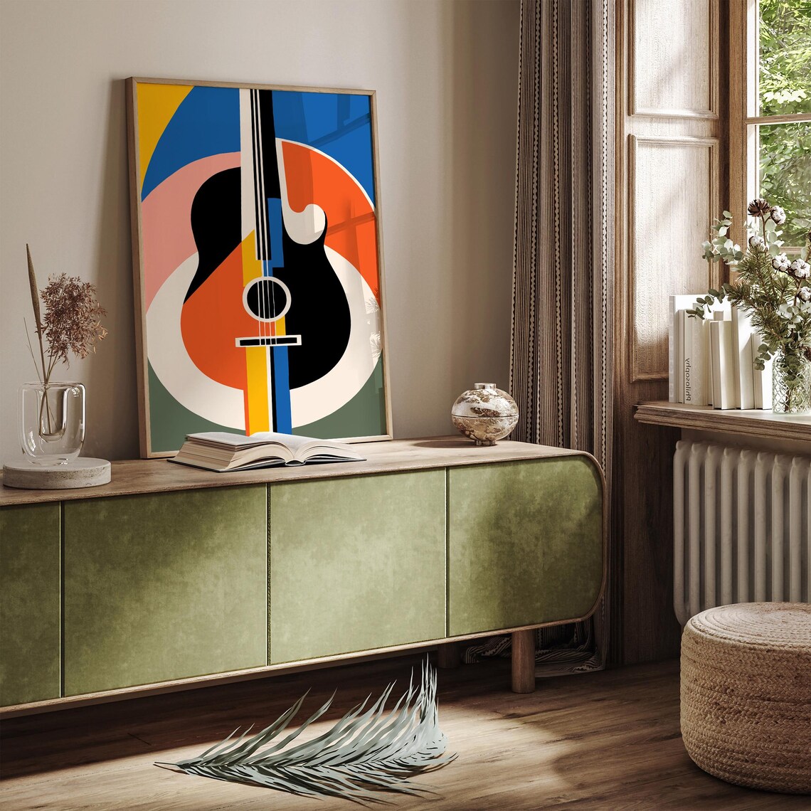 Mid Century Modern Abstract Acoustic Guitar Geometric Wall Decor Poster - Image 4