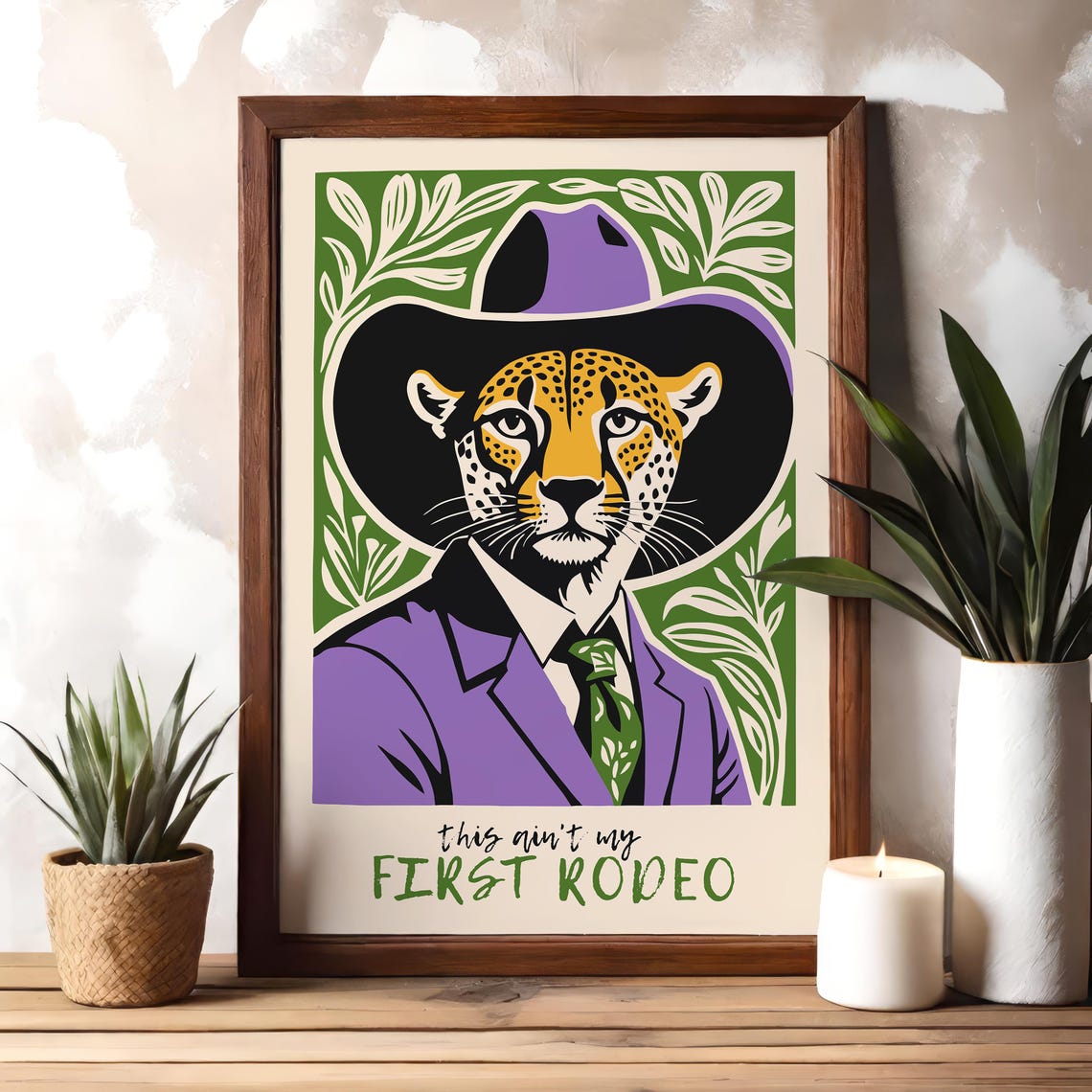 This Aint My First Rodeo Cowboy Cheetah Suit Funny Humor Poster