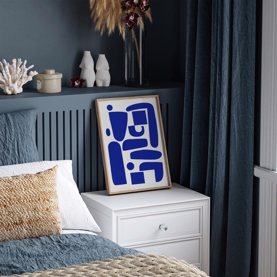 Modern Striking Cobalt Blue Geometric Abstract Shapes Poster - Image 2