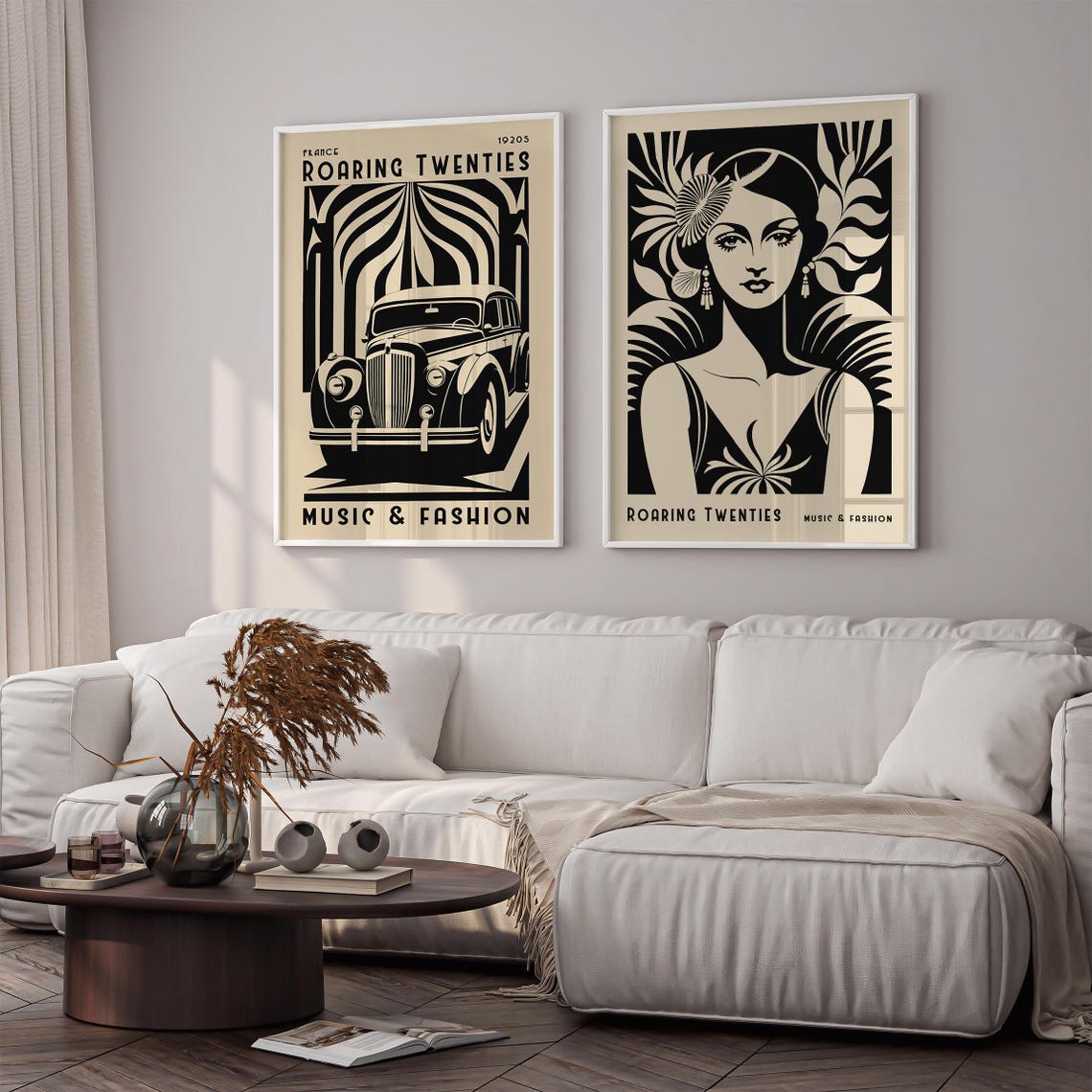 Roaring Twenties Black Beige Art Deco Woman Fashion Portrait Poster - Image 6