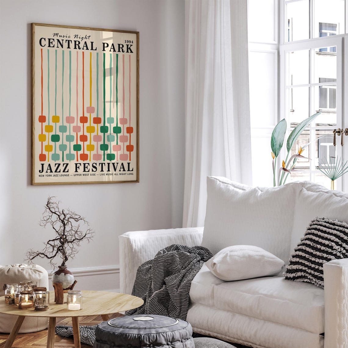 Colorful New York Jazz Festival Poster Retro Mid Century Modern Art Print Central Park Music Poster Jazz Night Wall Art Airbnb Decor - Image 5