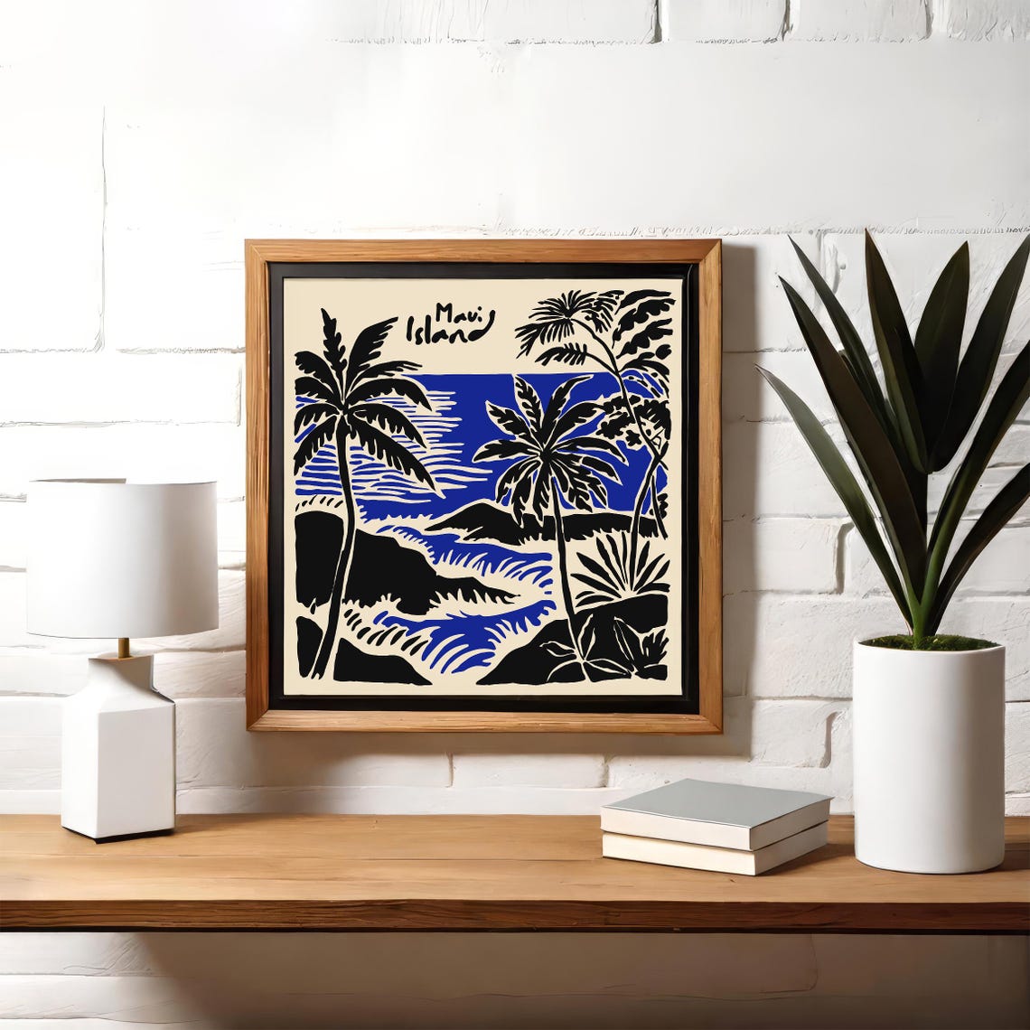 Maui Island Palm Trees And Ocean Waves Square Hawaii Travel Poster - Image 6
