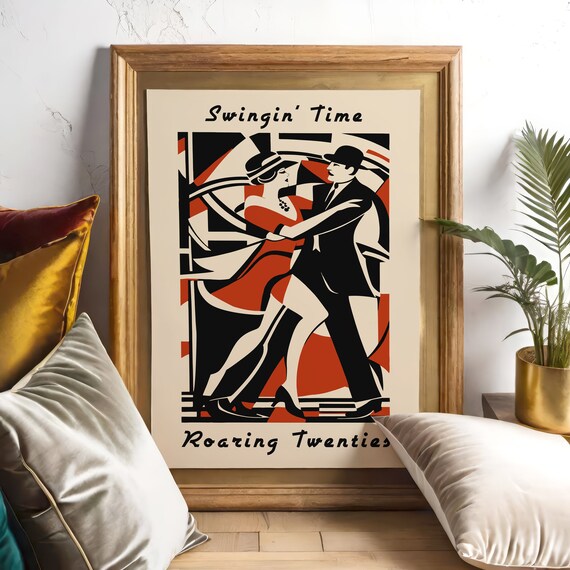 Swingin' Time Roaring Twenties Dancing Couple Art Deco Poster