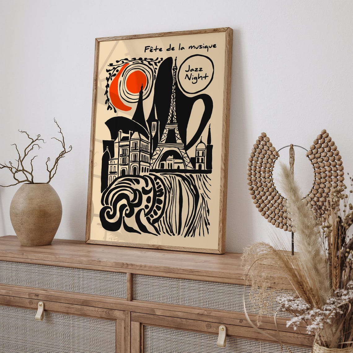 Fête de la Musique Jazz Night Paris Eiffel Tower Waves Ink Poster - Image 6