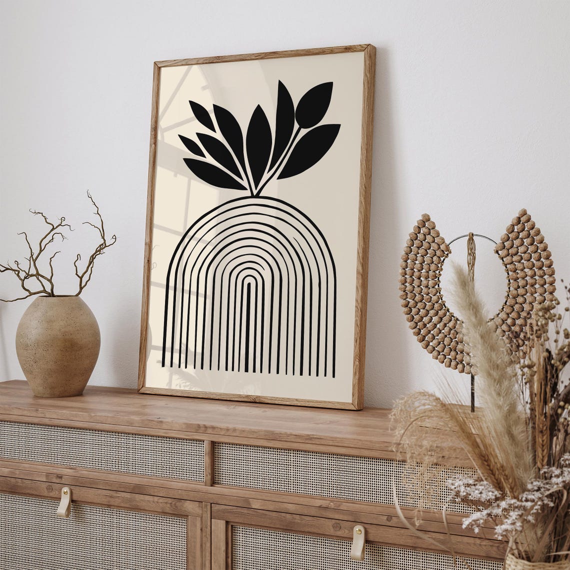 Minimalist Black White Rainbow Botanical Line Art Decor Poster - Image 5