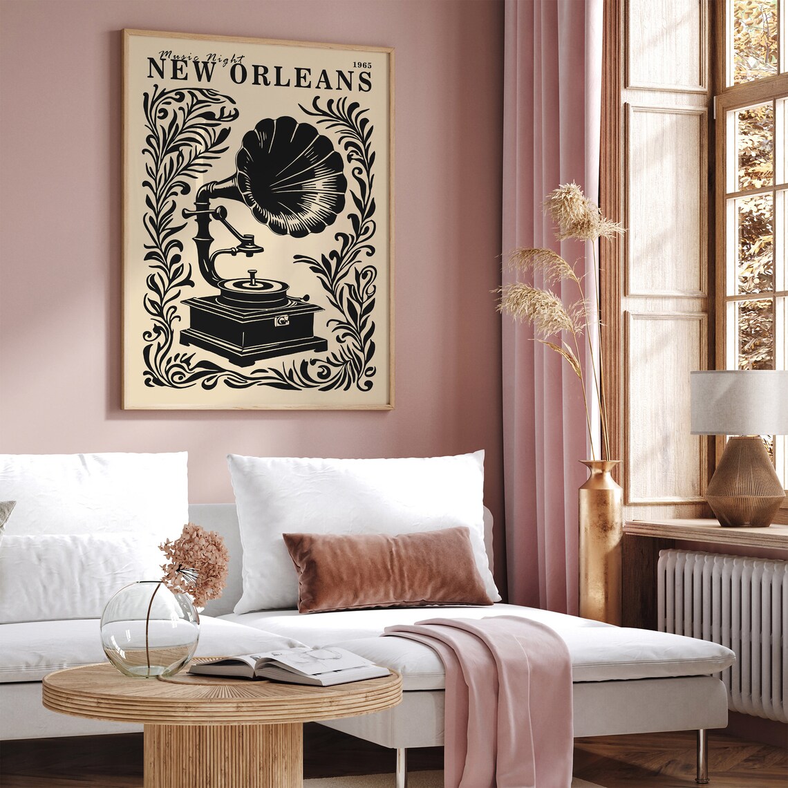 New Orleans 1965 Music Night Vintage Gramophone Jazz Art Poster - Image 3