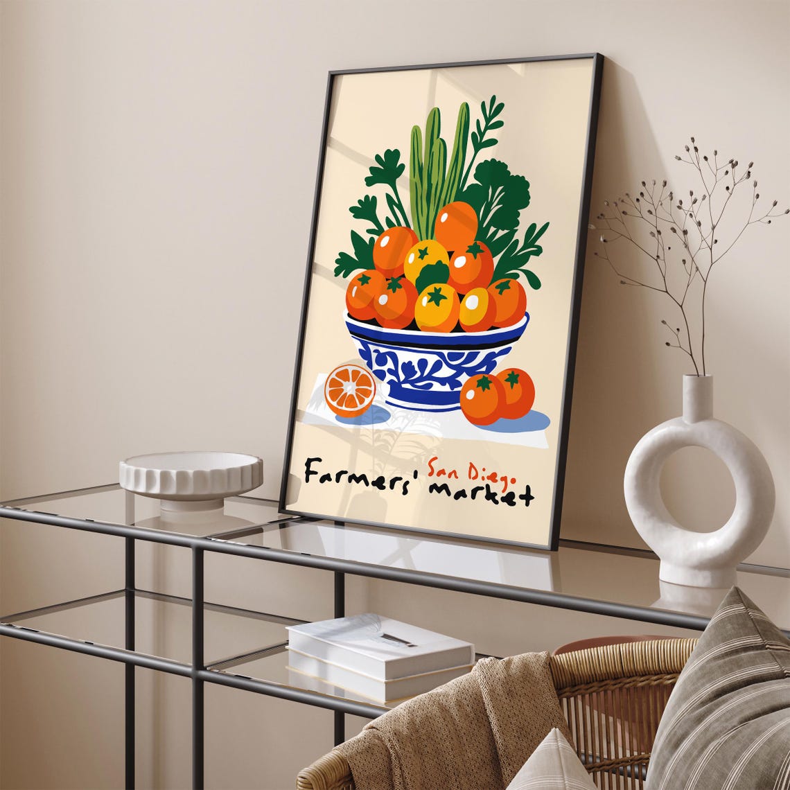 San Diego Farmers Market Orange Citrus Bowl Kitchen Decor Poster - Image 4