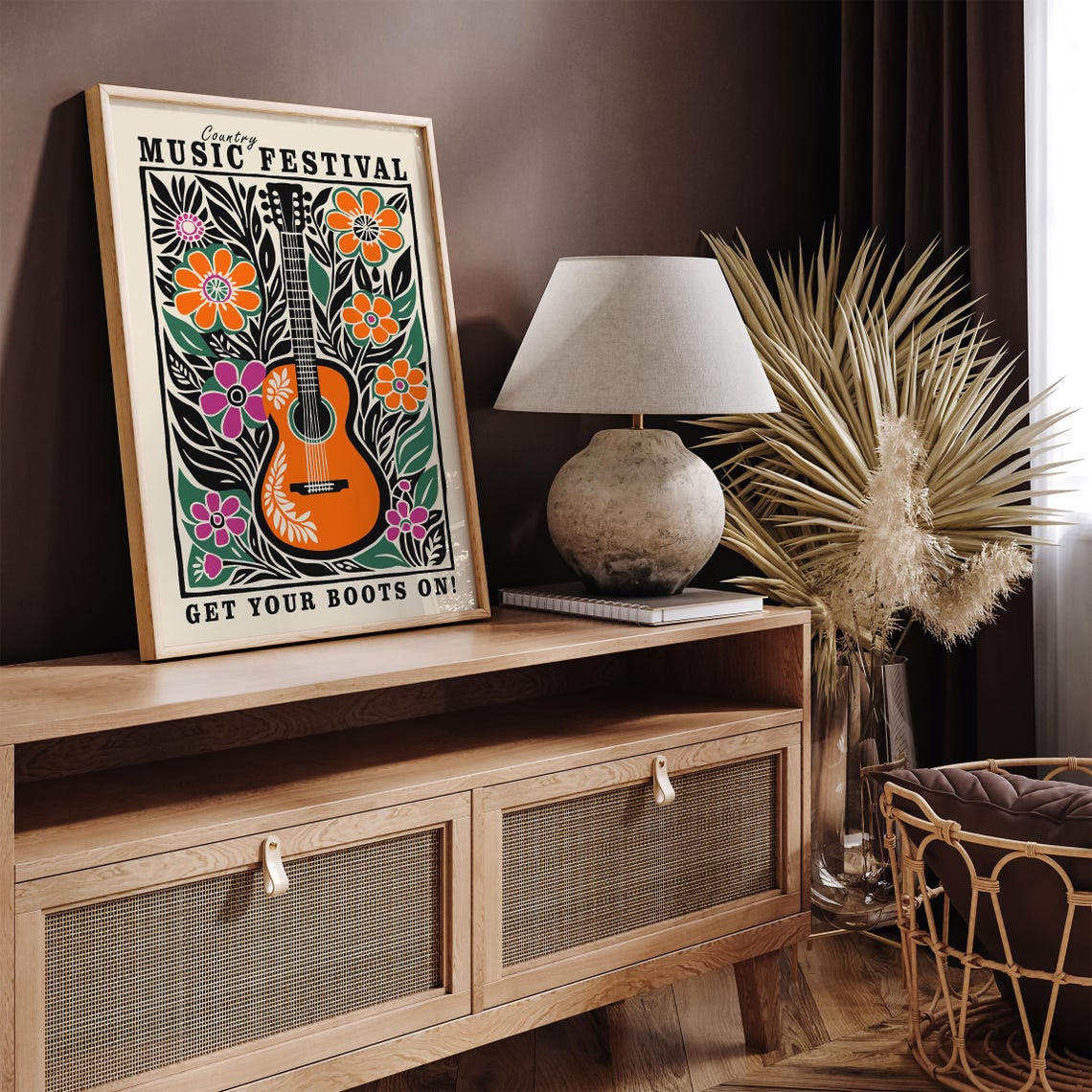 Country Music Art Print Vintage Music Poster Western Poster Nashville Floral Poster Farmhouse Decor Country Music Fan Cowboy Wall Art - Image 4