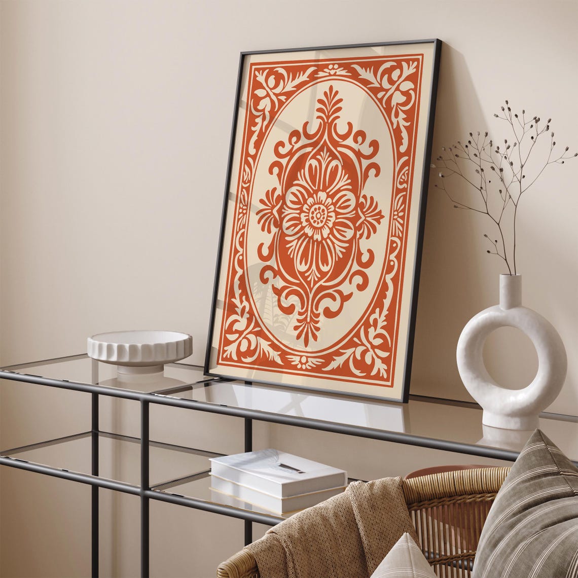Burnt Orange Rococo Floral Ornaments Baroque Elegant Vintage Poster - Image 5