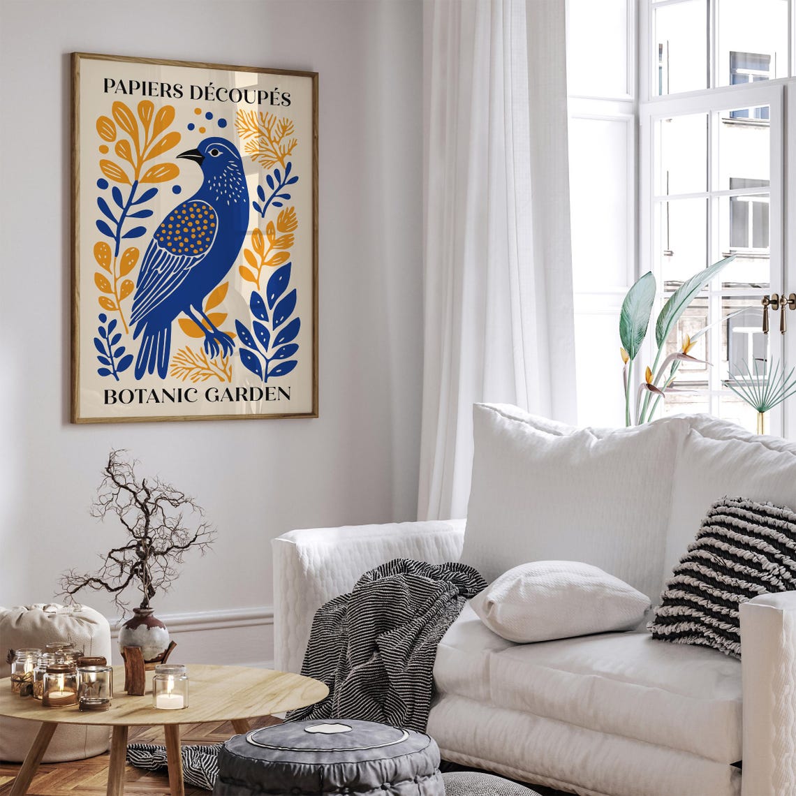 Papiers Decoupes Botanic Garden Blue Bird Floral Cut Art Poster - Image 5