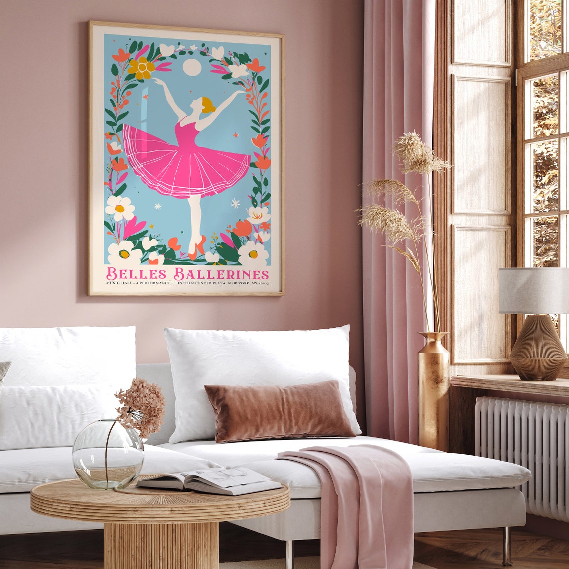 Belles Ballerines Lincoln Center Pink Tutu Floral Dancer Poster - Image 2