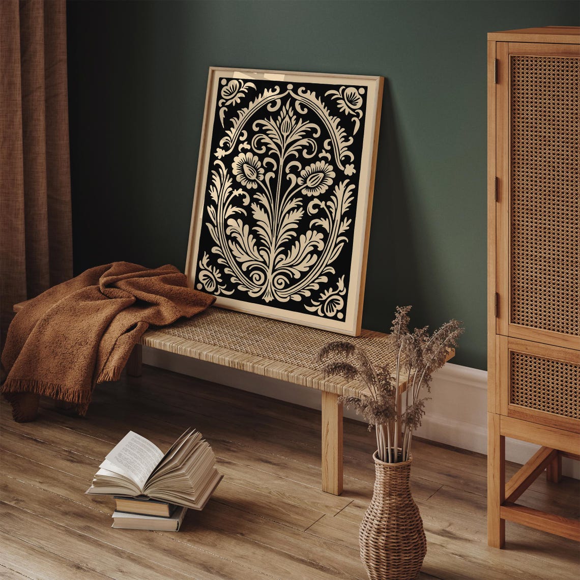 Black Art Nouveau Botanical Floral Elegant Decorative Wall Art - Image 4