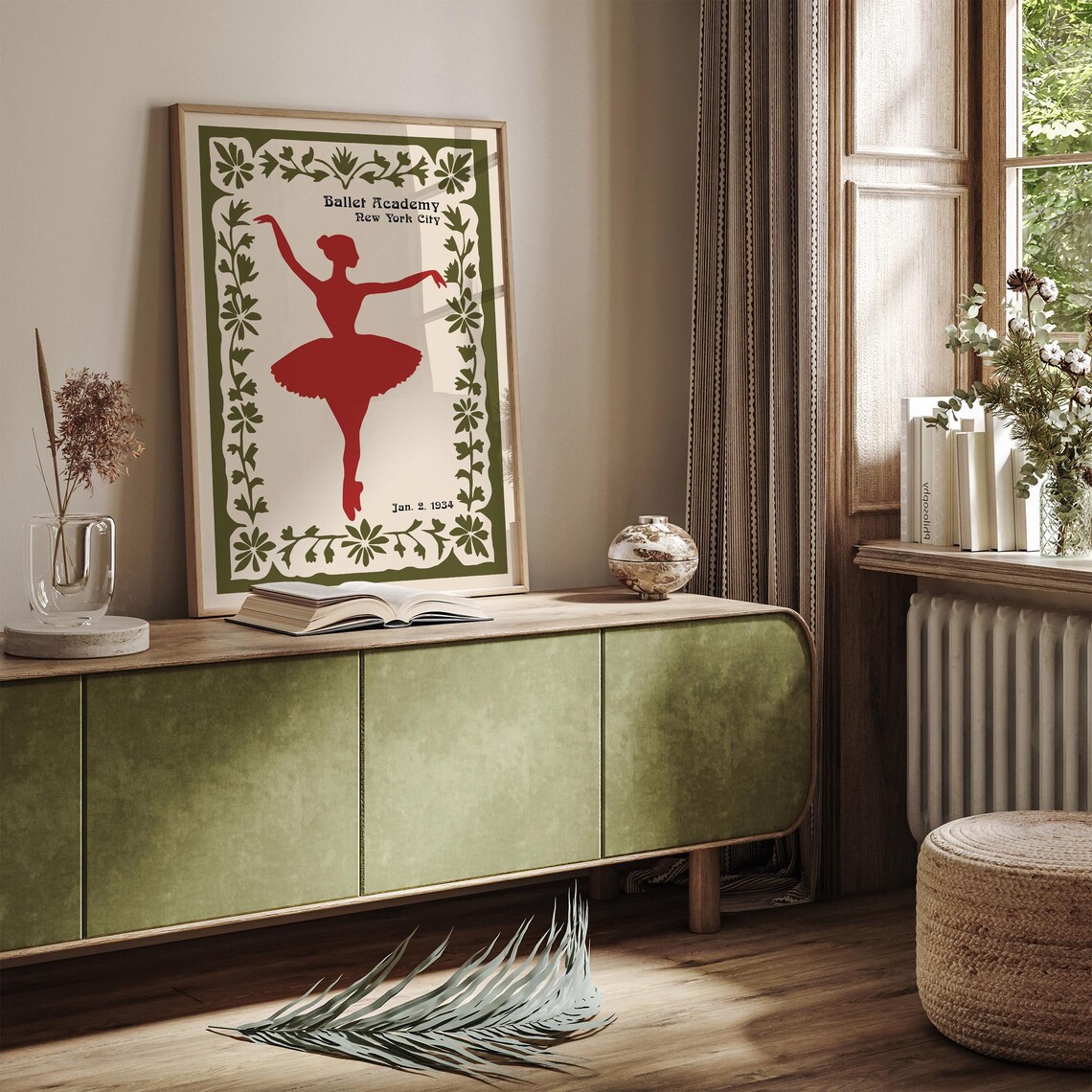 Ballet Academy New York City Red Ballerina Silhouette Poster - Image 2