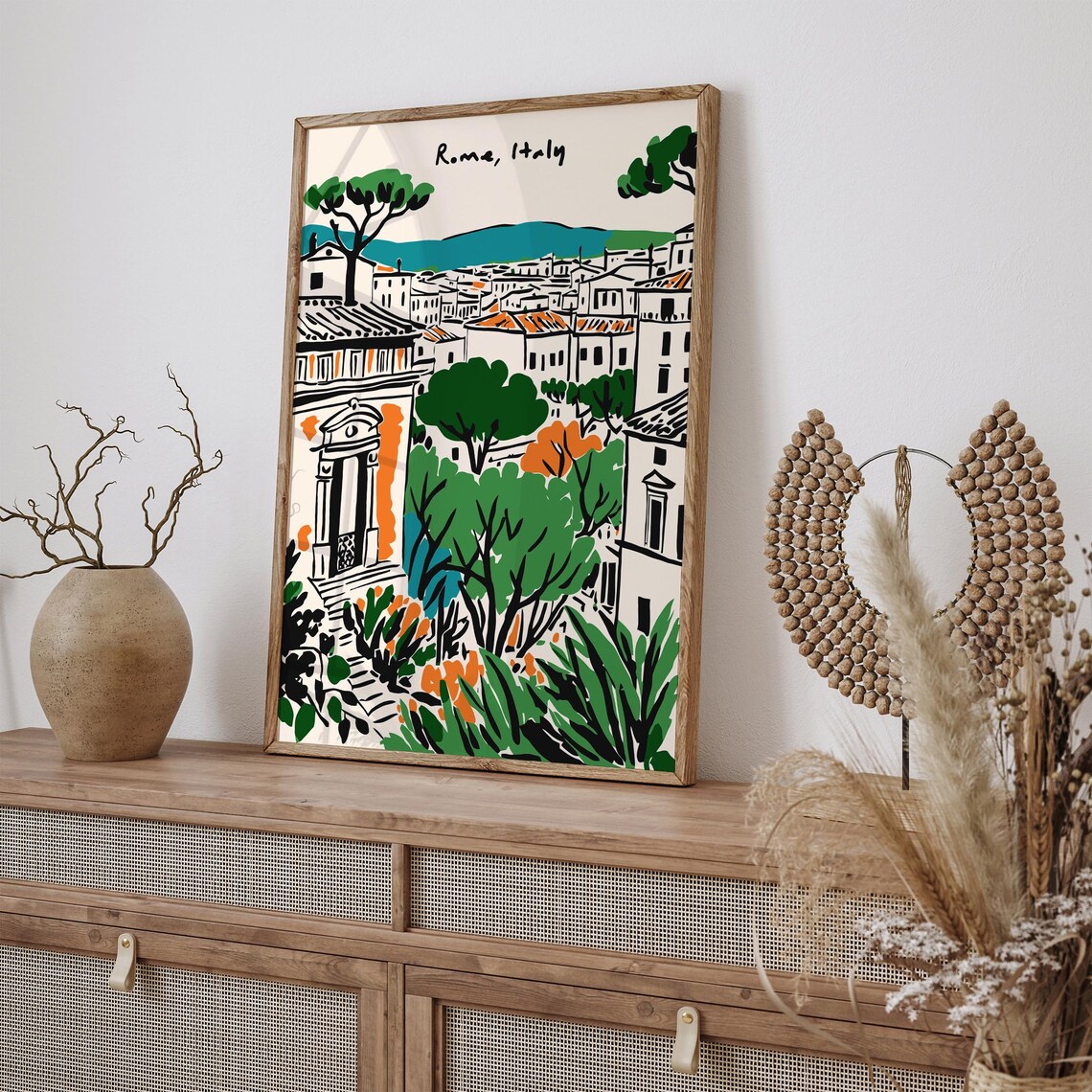 Rome Italy Sketch Illustration Hand Drawn Colorful Cityscape Poster - Image 2
