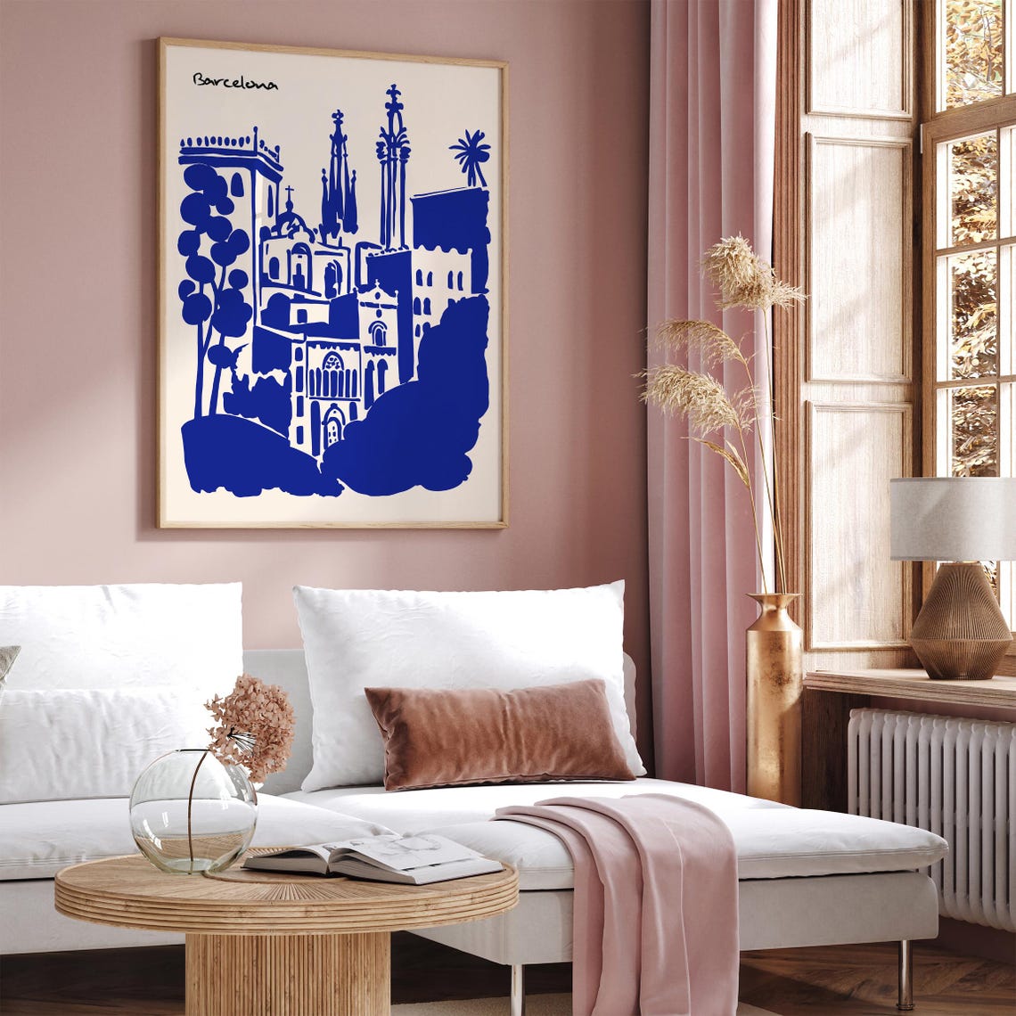 Barcelona Blue Ink Skyline With Cathedral Spires Travel Poster - Image 6