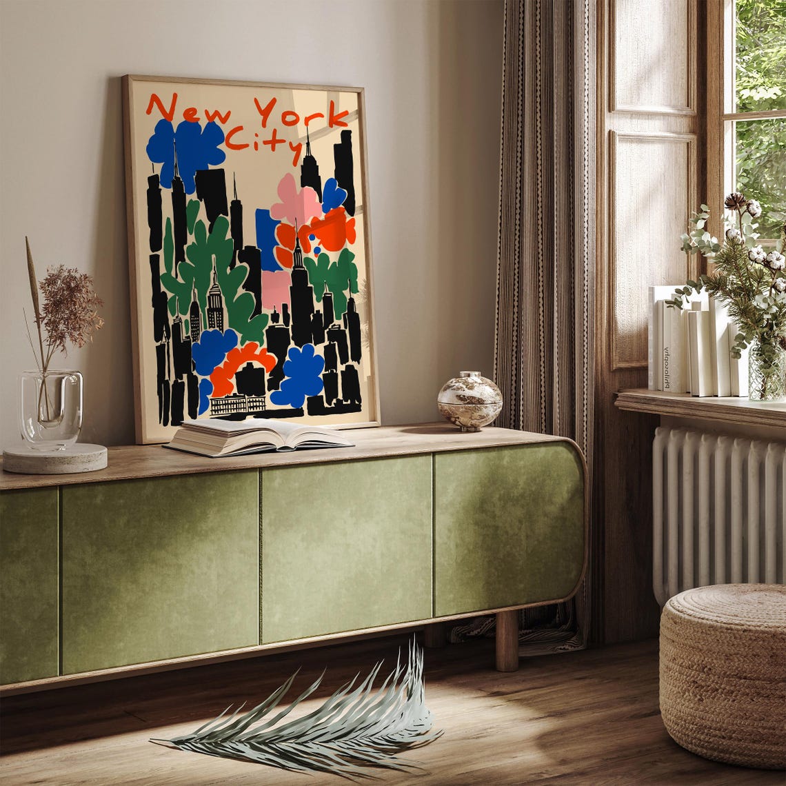 New York City Abstract Skyline Empire State Flowers Travel Poster - Image 3
