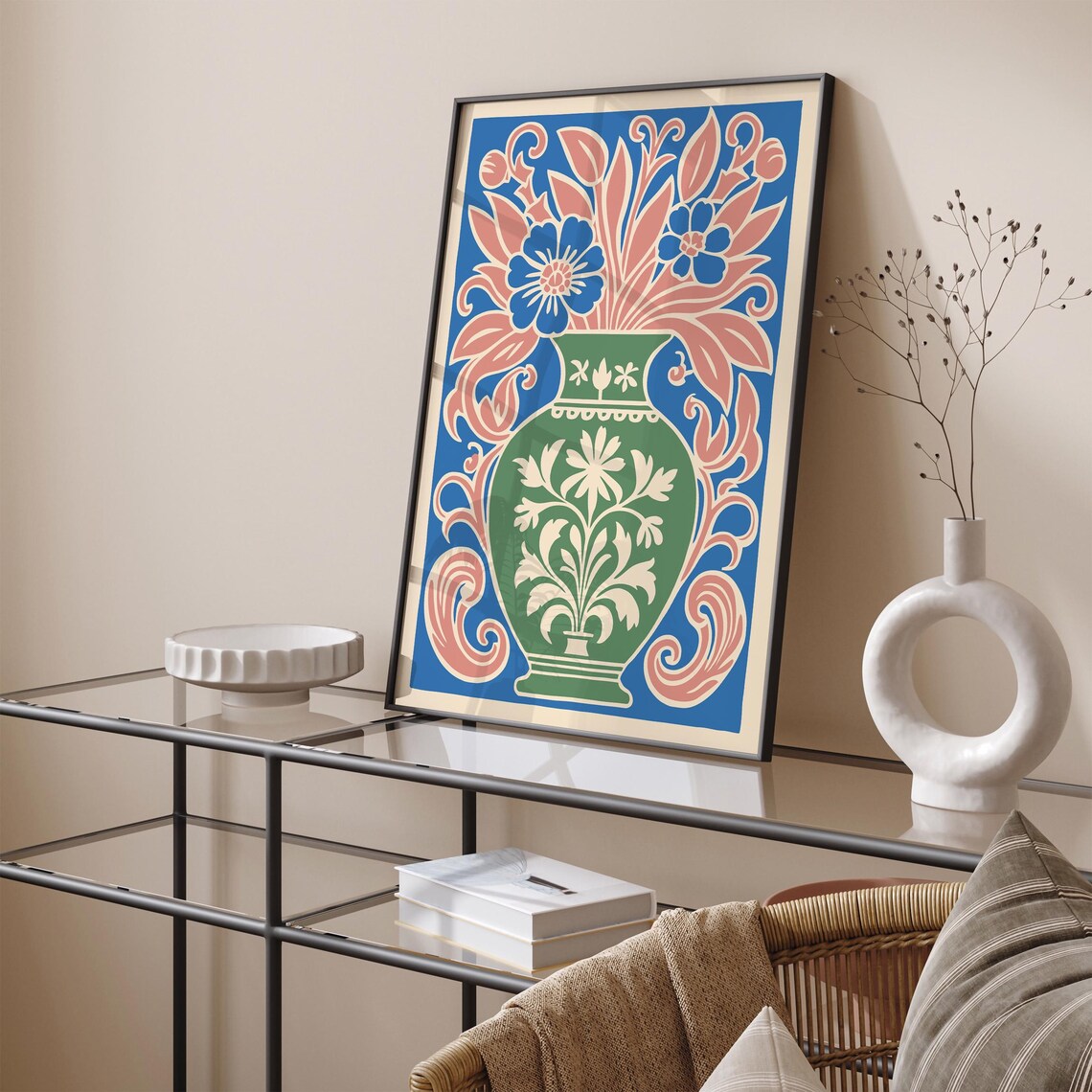 Sweet Charming Pastel Floral Bouquet In Green Vase Retro Poster - Image 4