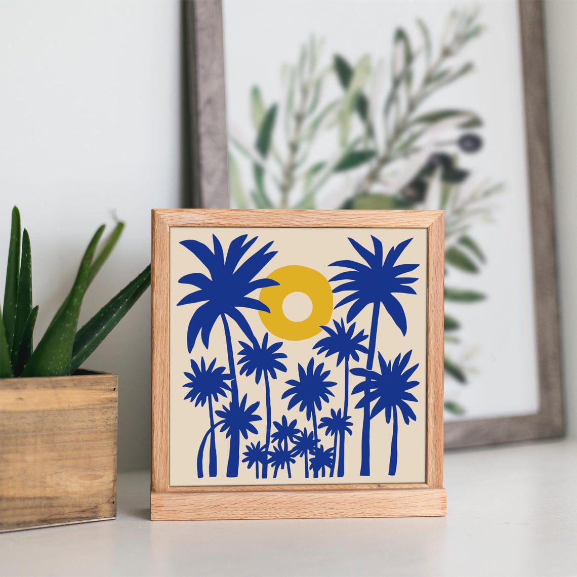 Hawaii Blue Palms Golden Sun Minimalist Tropical Wall Poster - Image 4