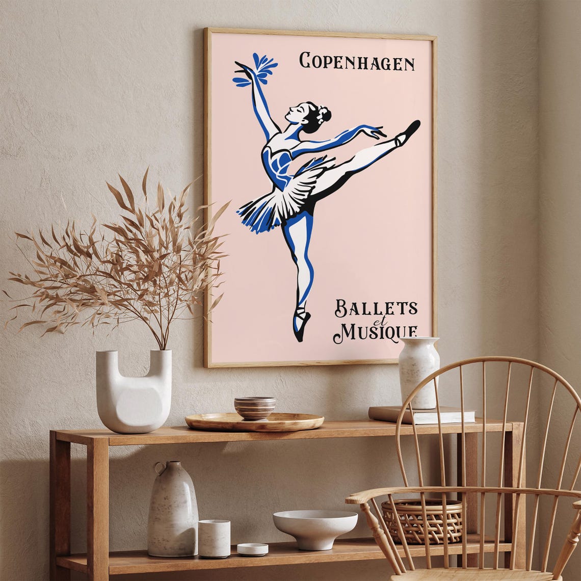 Copenhagen Ballet Blue White Ballerina Ballets et Musique Poster - Image 3