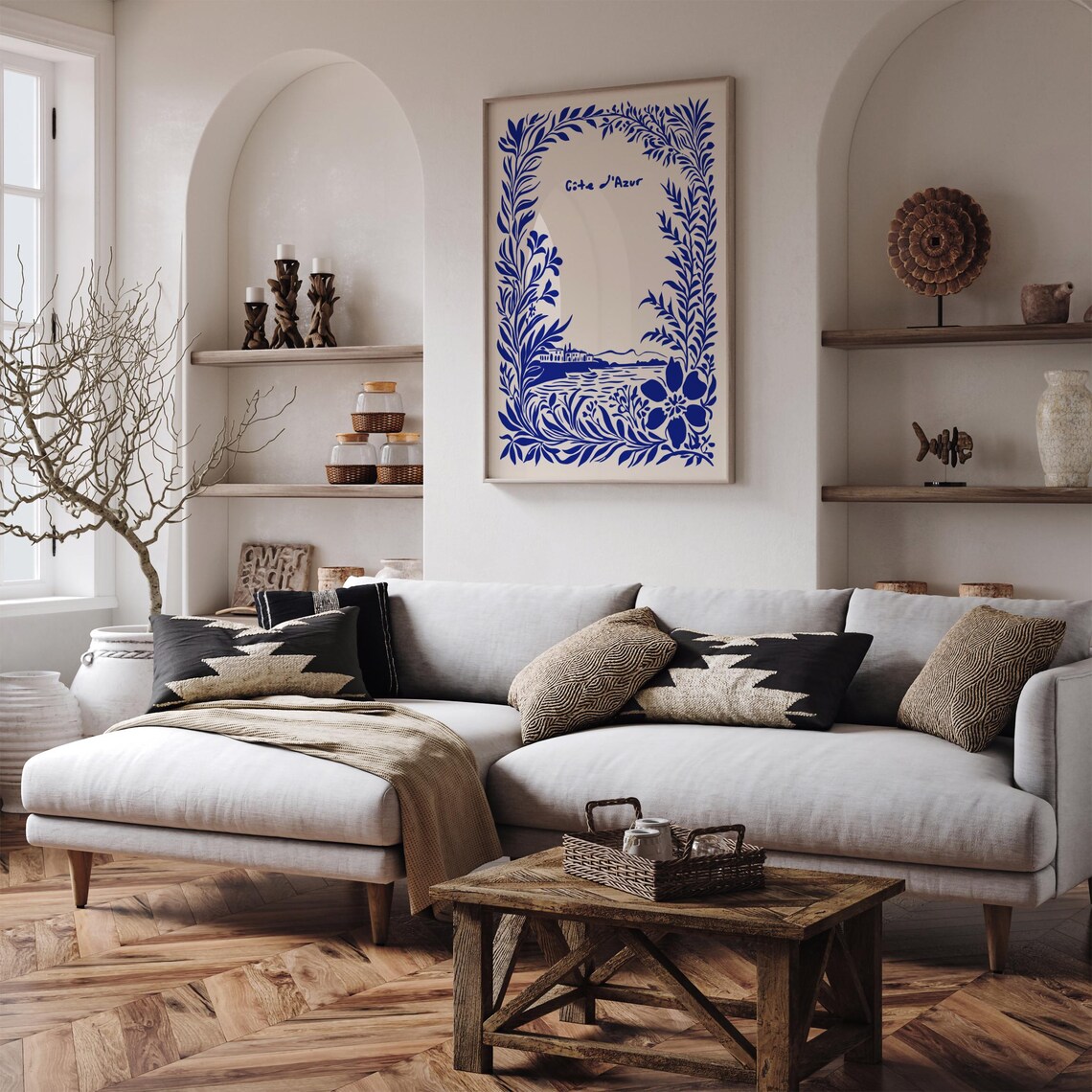 Cte Dazur Coastal Travel Poster French Riviera Art Print Nautical Wall Art Indigo Blue Wall Art Landscape Poster Airbnb Decoration - Image 5