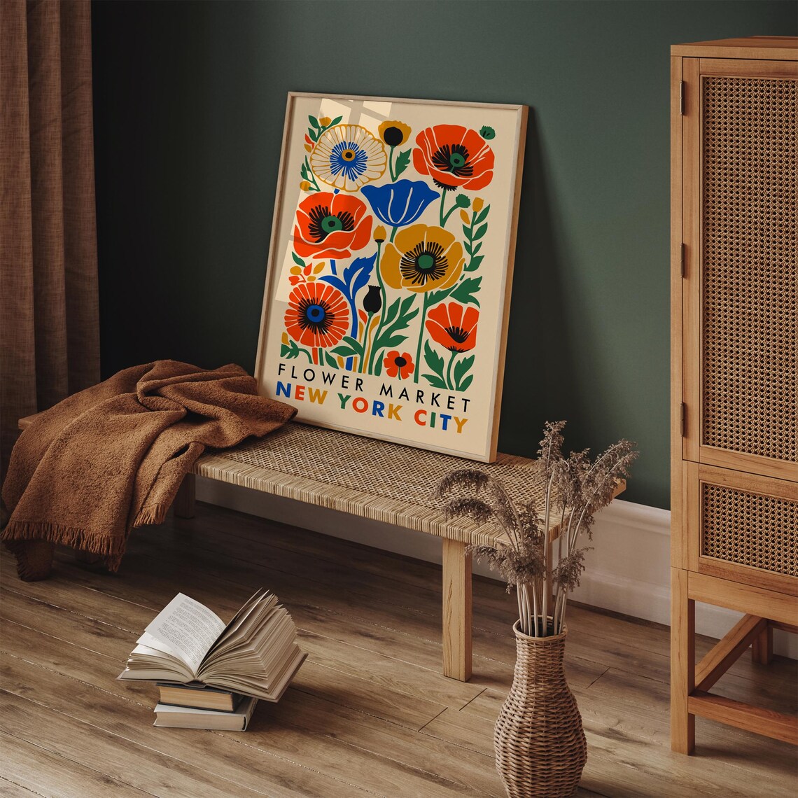 Flower Market New York City Colorful Poppy Botanical Art Poster - Image 3
