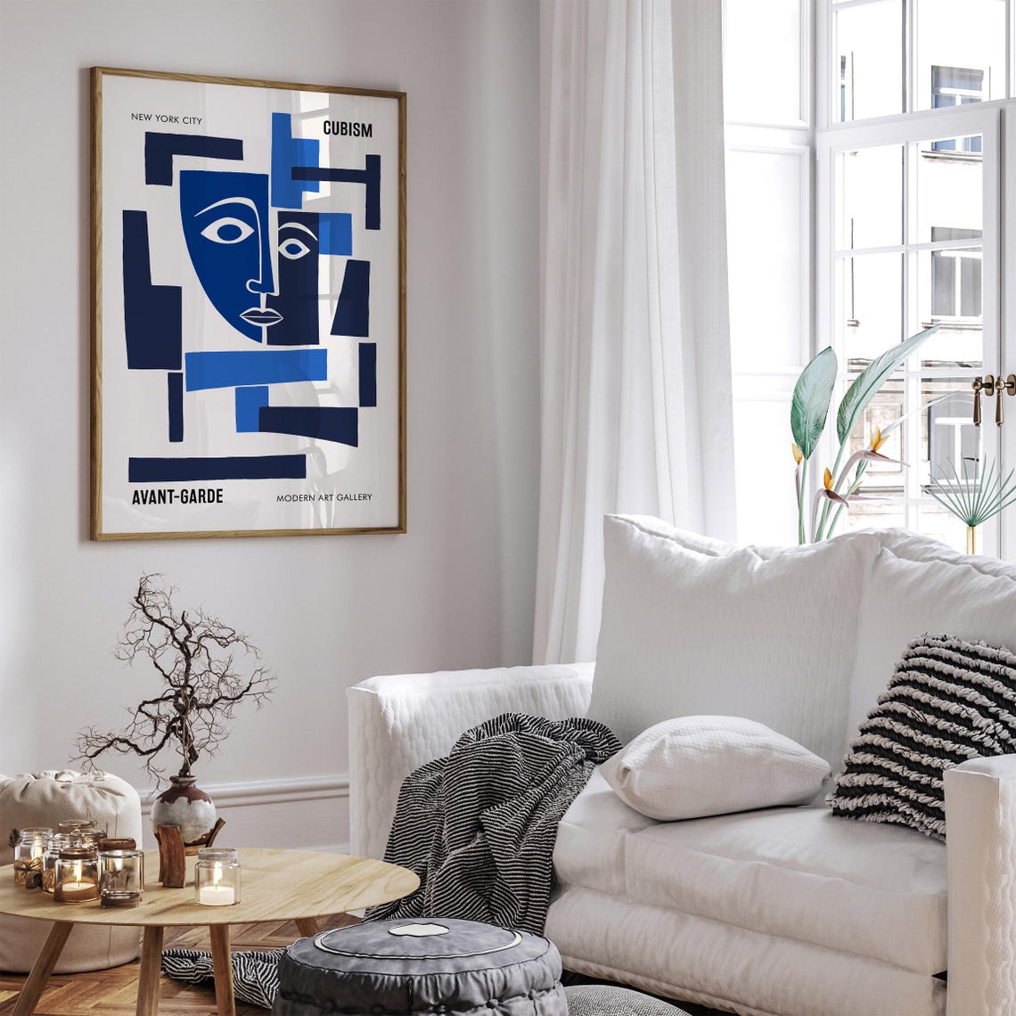 Blue Cubism Face New York City Modern Art Gallery Exhibition Poster - Image 6