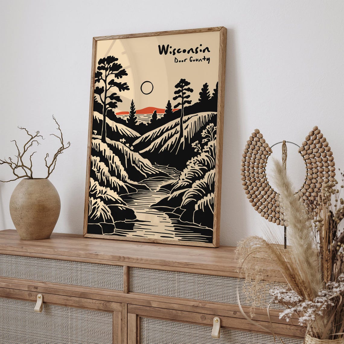 Wisconsin Door County Forest River Sunset Rustic Nature Poster - Image 3