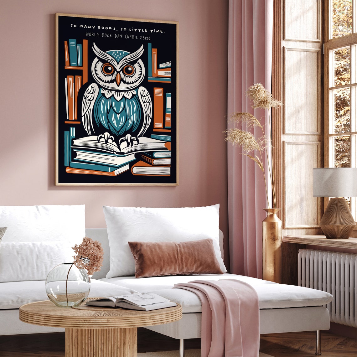 World Book Day Owl So Many Books So Little Time Library Poster - Image 5