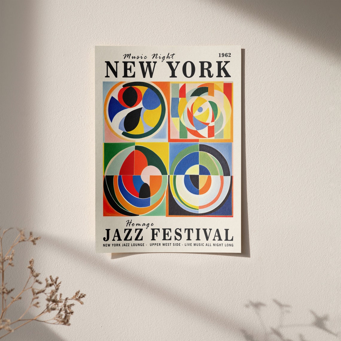 Music Night Ny Poster New York City Poster Jazz Music Print Music Poster Retro Wall Art Hilma Af Klint Paul Klee Modern Abstract Art - Image 2