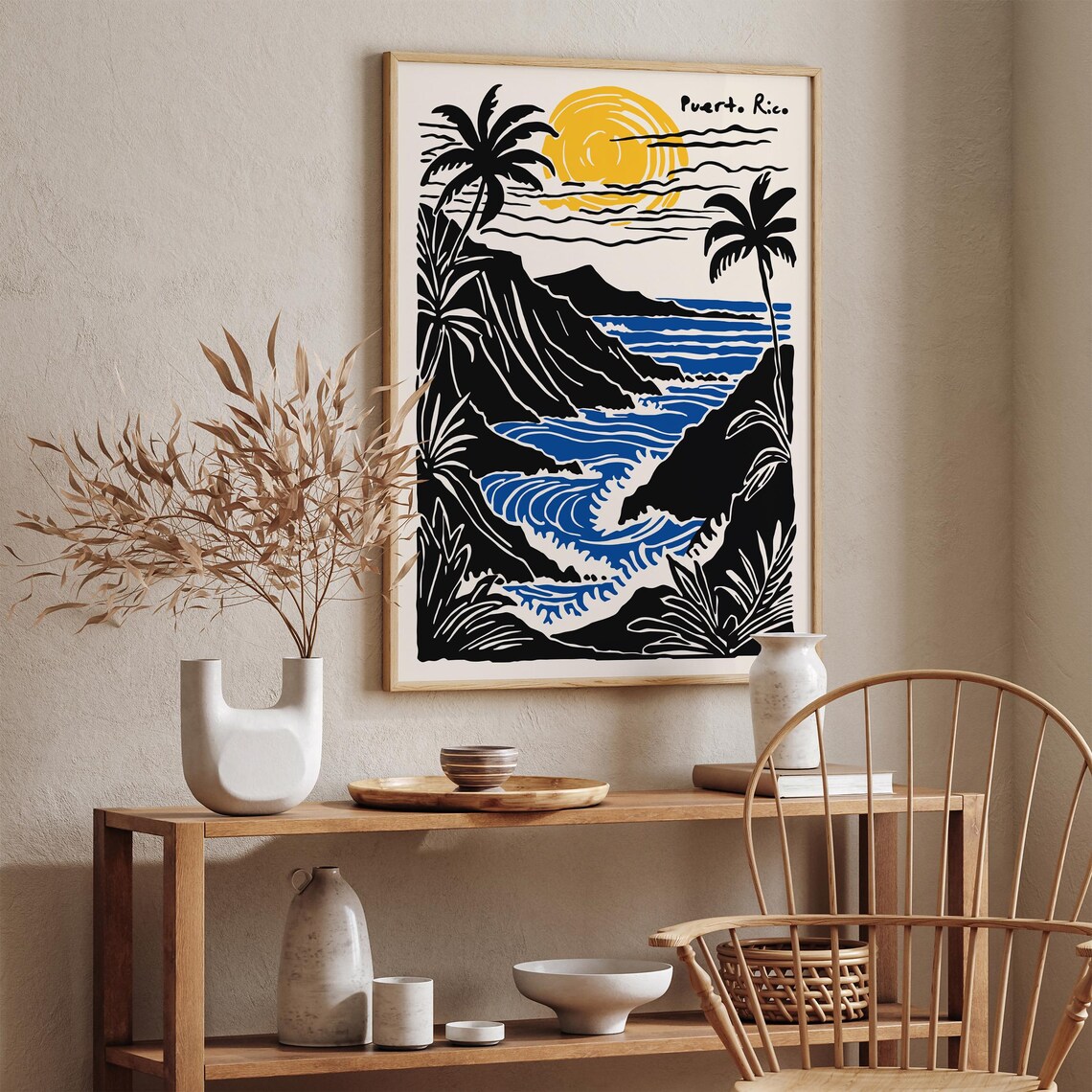 Puerto Rico Tropical Sunset Blue Waves And Cliffs Travel Poster - Image 5