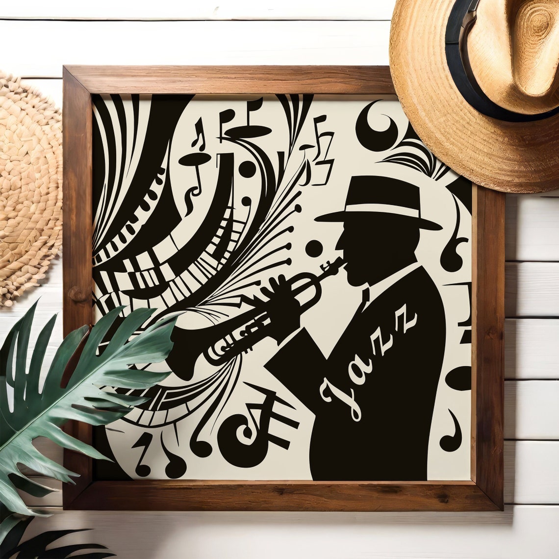 Jazz Trumpet Player Black And White Music Silhouette Art Poster - Image 6