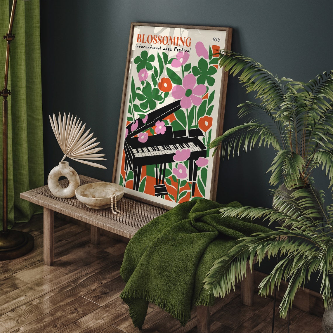 Colorful Jazz Festival Poster Giclee Reproduction Concert Wall Art Music Prints 24x36 20x30 Flowers Piano Colorful Music Lovers Gift - Image 2