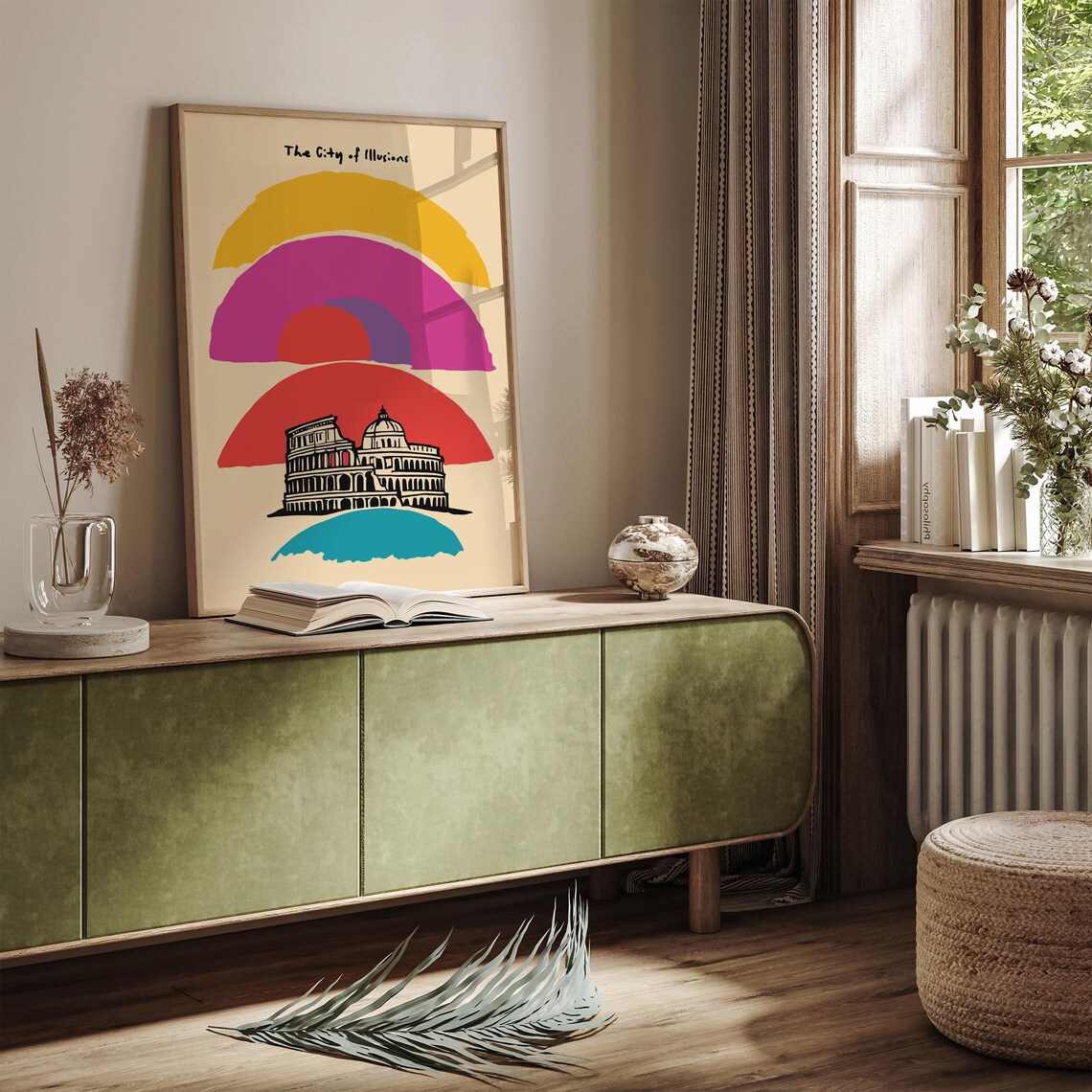 The City of Illusions Rome Colosseum Rainbow Sunset Travel Poster - Image 3