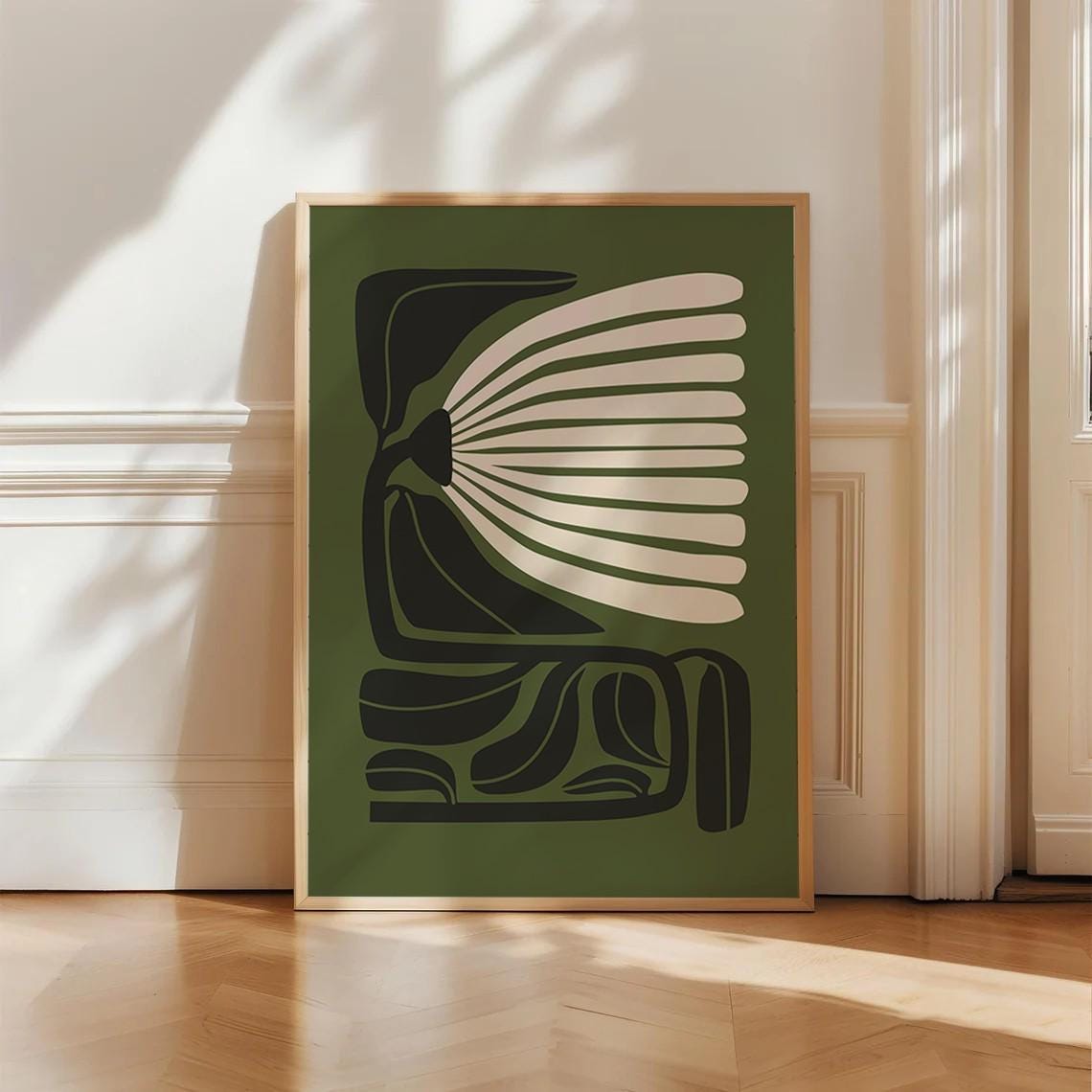 Green Abstract Botanical Mid Century Modern Leaf Decor Art Print