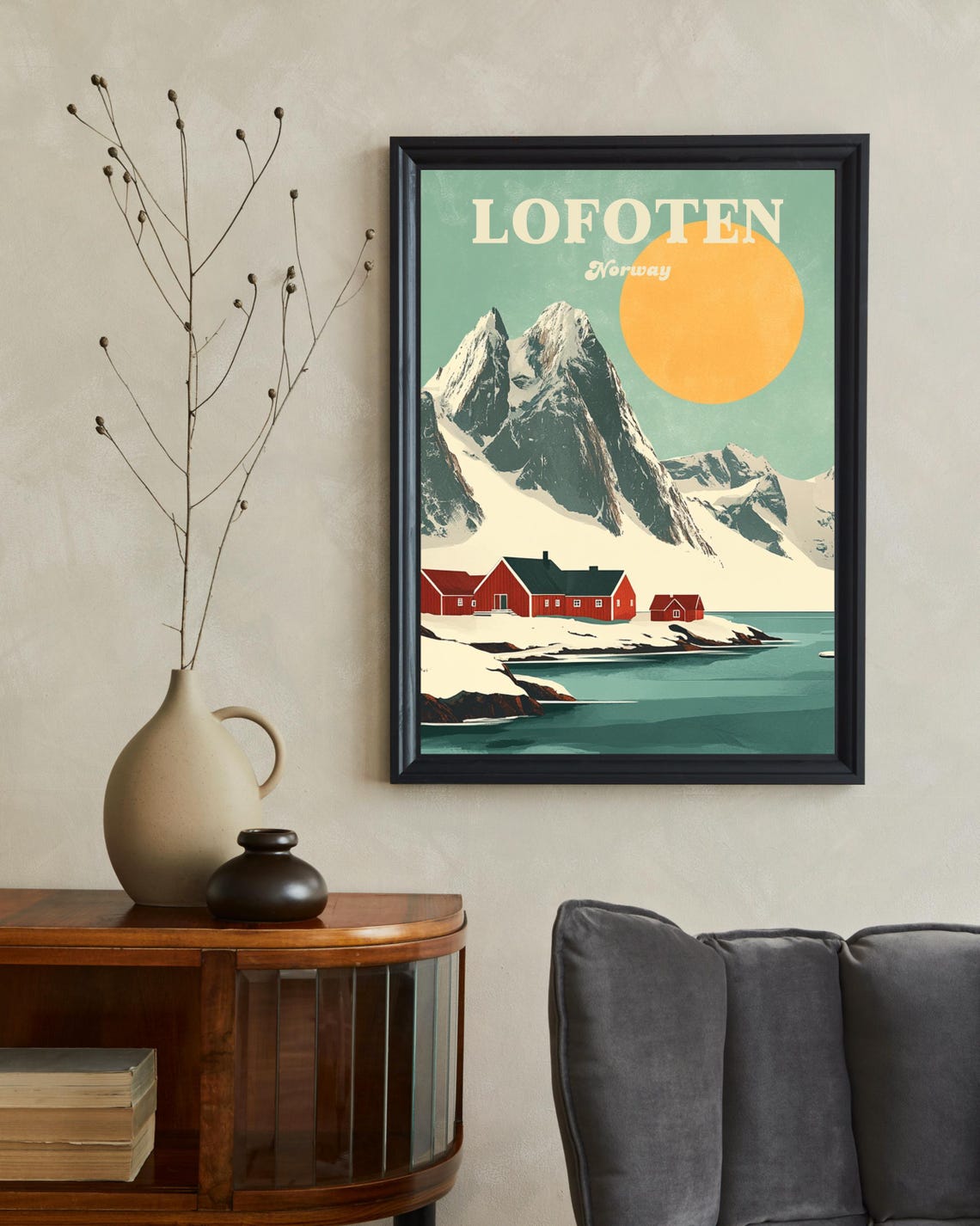 Lofoten Norway Vintage Travel Poster, Winter Scene - Image 2