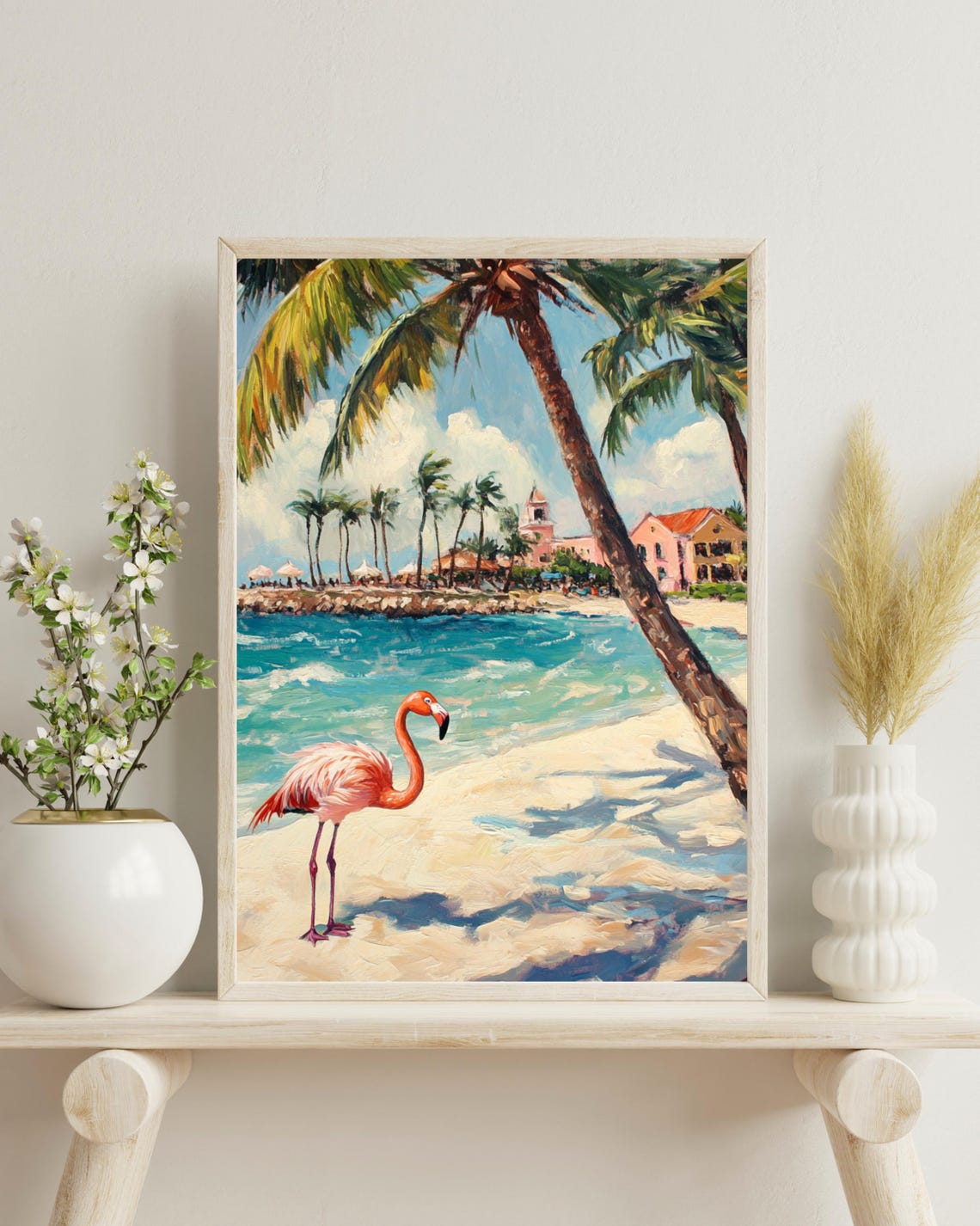 Aruba Flamingo Beach Travel Poster, Wedding Gift