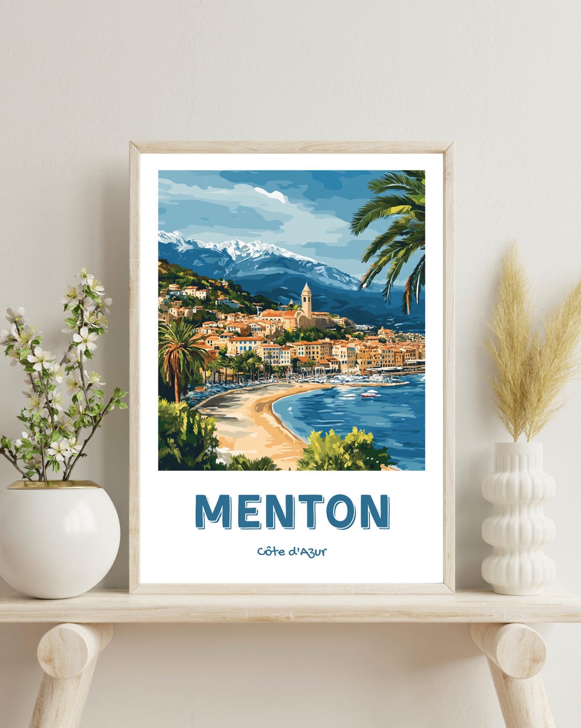 Menton France Travel Poster, French Riviera Print