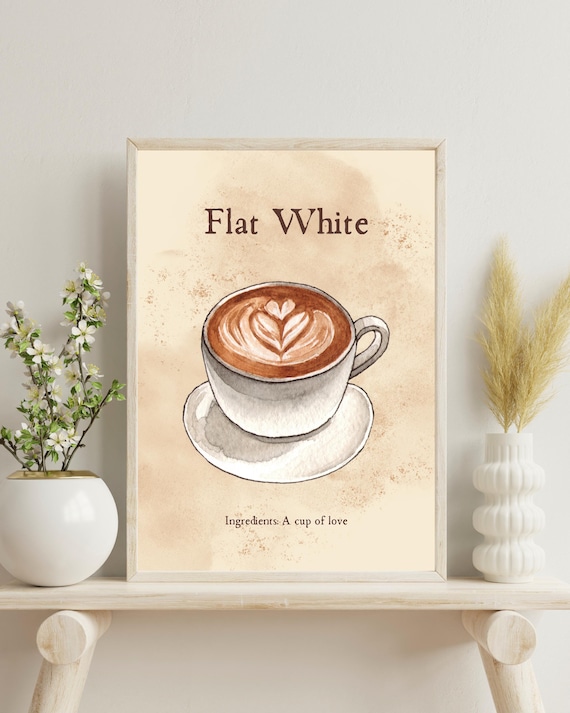 Flat White Coffee Poster, Coffee Lover Gift