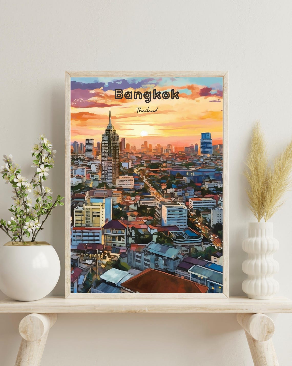 Bangkok Thailand Travel Poster, Thai Gift