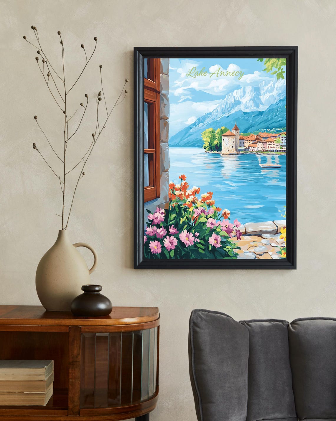 Lake Annecy Travel Poster, France Christmas Gift - Image 2